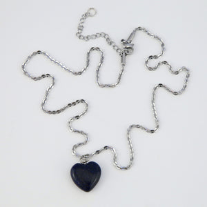 Sweetheart Stainless Steel Necklace - So Loved - Blue Sparkle Sandstone Heart (11412)