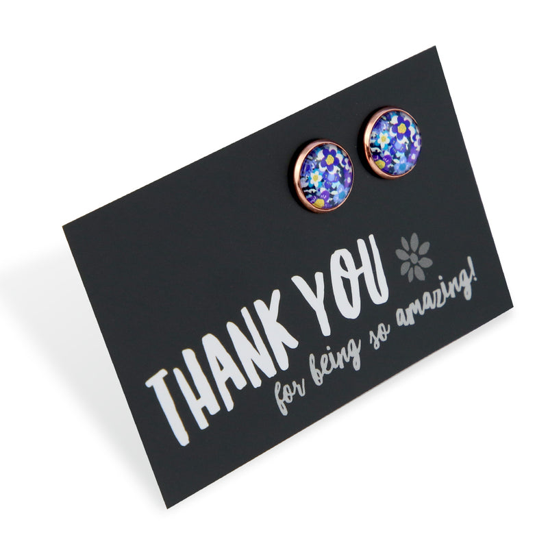 Heart & Soul Collection - Thank You For Being So Amazing - Rose Gold 12mm Circle Studs - Purple Perennials (12851)