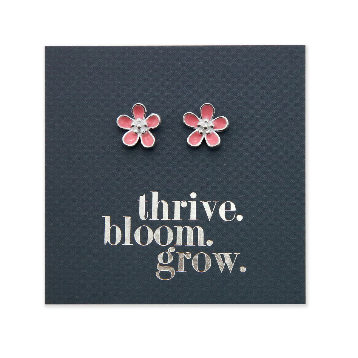 Pink Bloom Studs - Sterling Silver + Enamel - Thrive Bloom Grow (8313-R)