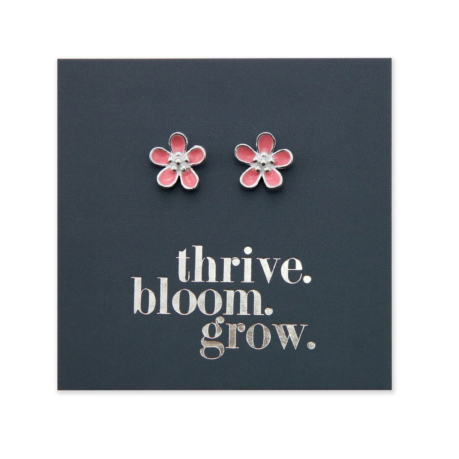 Pink Bloom Studs - Sterling Silver + Enamel - Thrive Bloom Grow (8313-R)