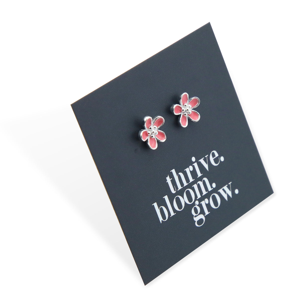 Pink Bloom Studs - Sterling Silver + Enamel - Thrive Bloom Grow (8313-R)
