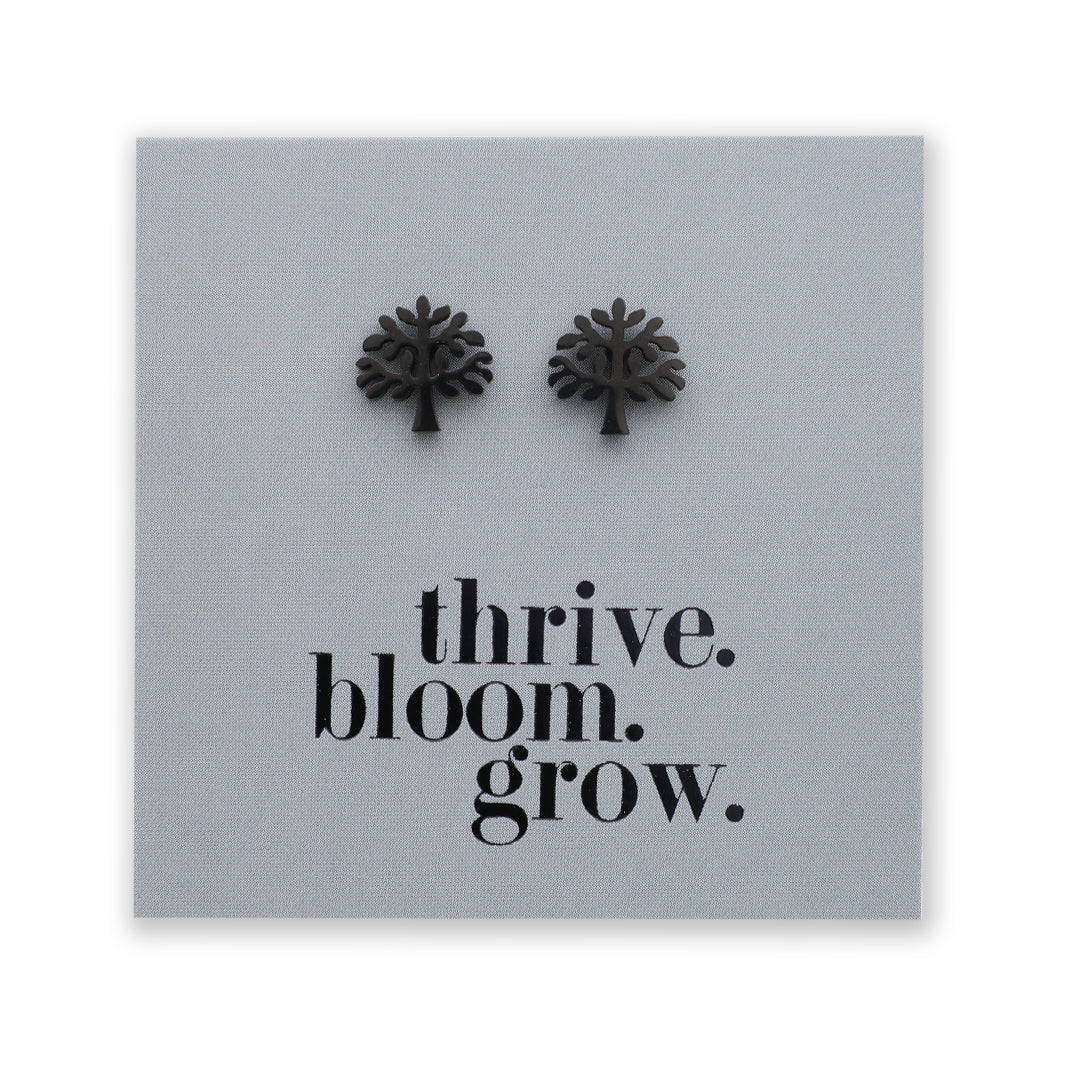 Stainless Steel Earring Studs - Thrive Bloom Grow - TREE