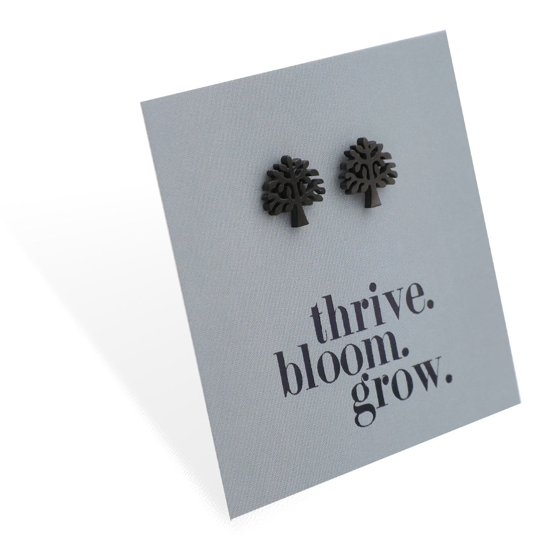 Stainless Steel Earring Studs - Thrive Bloom Grow - TREE