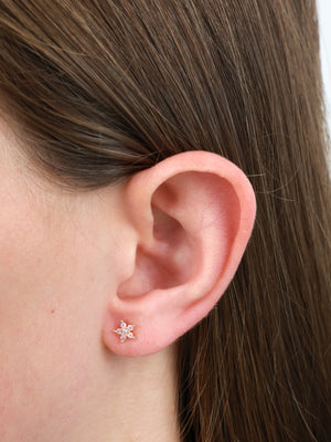 She Believed She Could Silver Star Stud Earrings - 18k Gold with Soft Pink CZ
