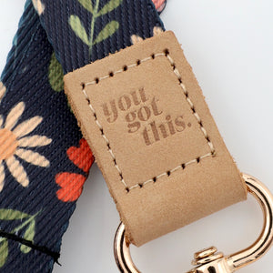 Keychain with 'you got this' tag on floral strap