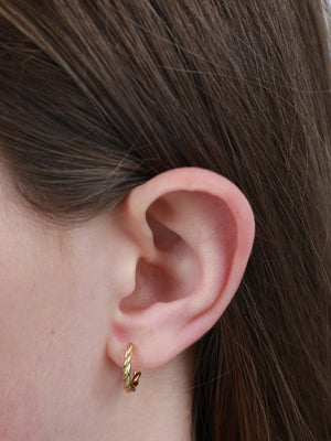 Hello Gorgeous Sterling Silver Hoops - 18k Gold Twist