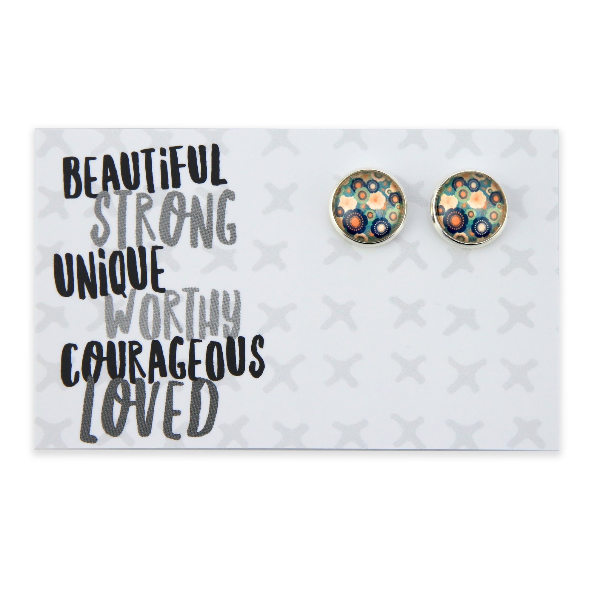 TEAL COLLECTION - Beautiful Strong Worthy - Bright Silver 12mm Circle Studs - Valentina Bright (12322)