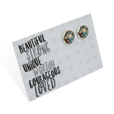 TEAL COLLECTION - Beautiful Strong Worthy - Bright Silver 12mm Circle Studs - Valentina Bright (12322)
