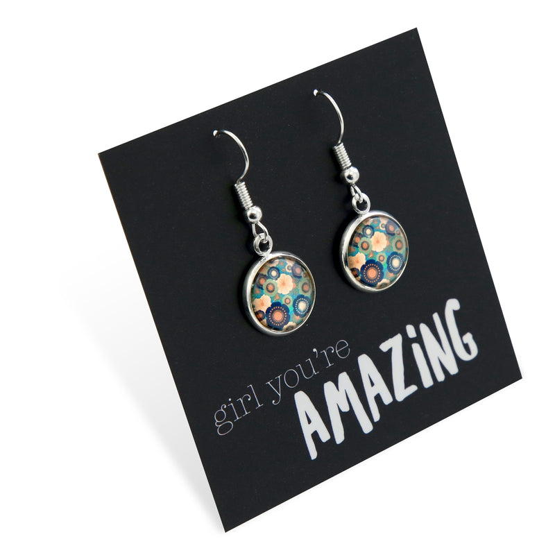 TEAL COLLECTION - Girl You're Amazing - Vintage Silver Dangle Earrings - Valentina Bright (12452)