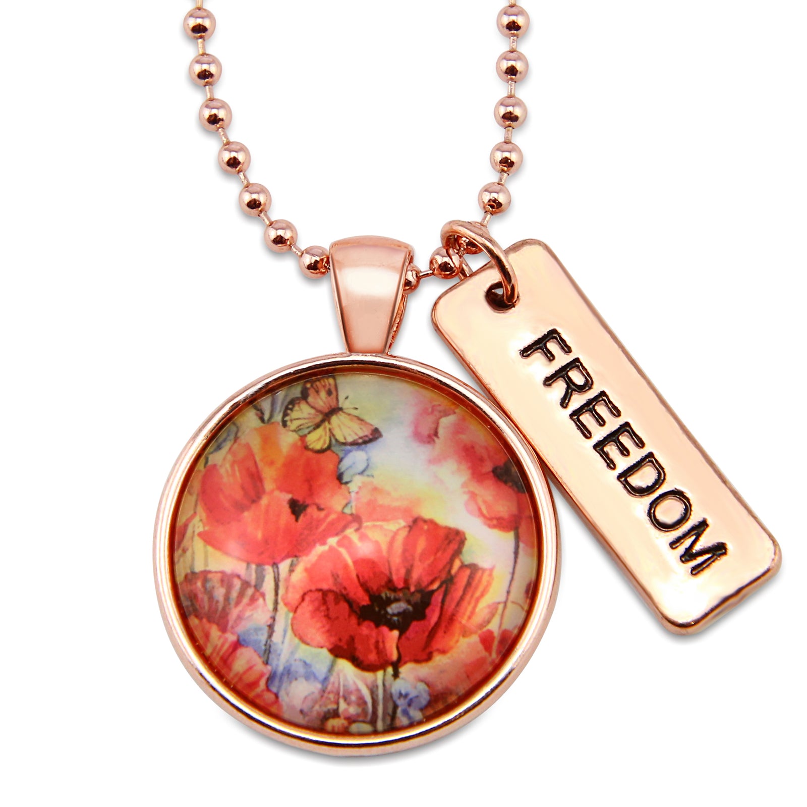 Poppies Collection | Rose Gold 'Freedom' Necklace - Water Wash Poppies