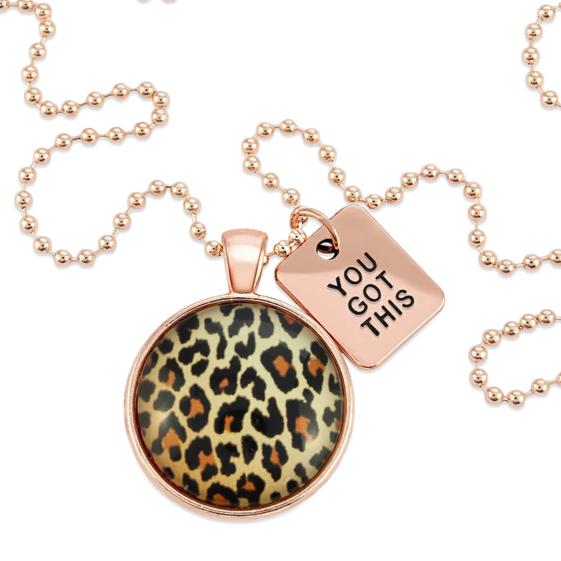 The STRONG WOMEN Collection - Rose Gold ' YOU GOT THIS ' Necklace - Wild Thing Leopard (10831)
