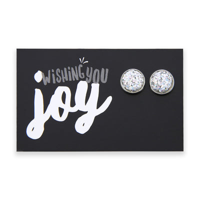 SPARKLEFEST - Wishing You Joy! Glitter Resin Earrings set in Silver - Silver Gloss (8805)