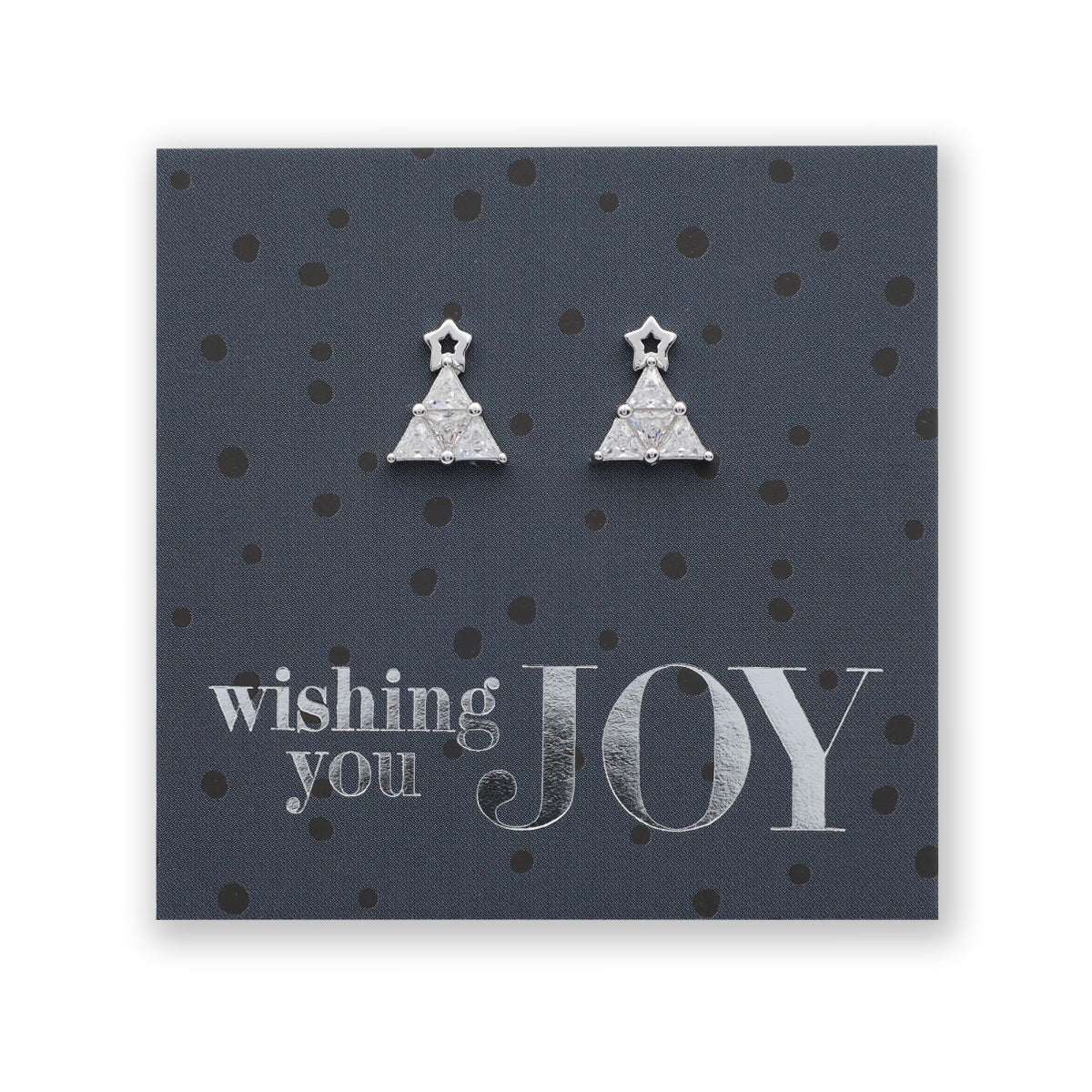 Sterling Silver Studs - Wishing You Joy - Christmas CZ Gem Tree (2301-F)