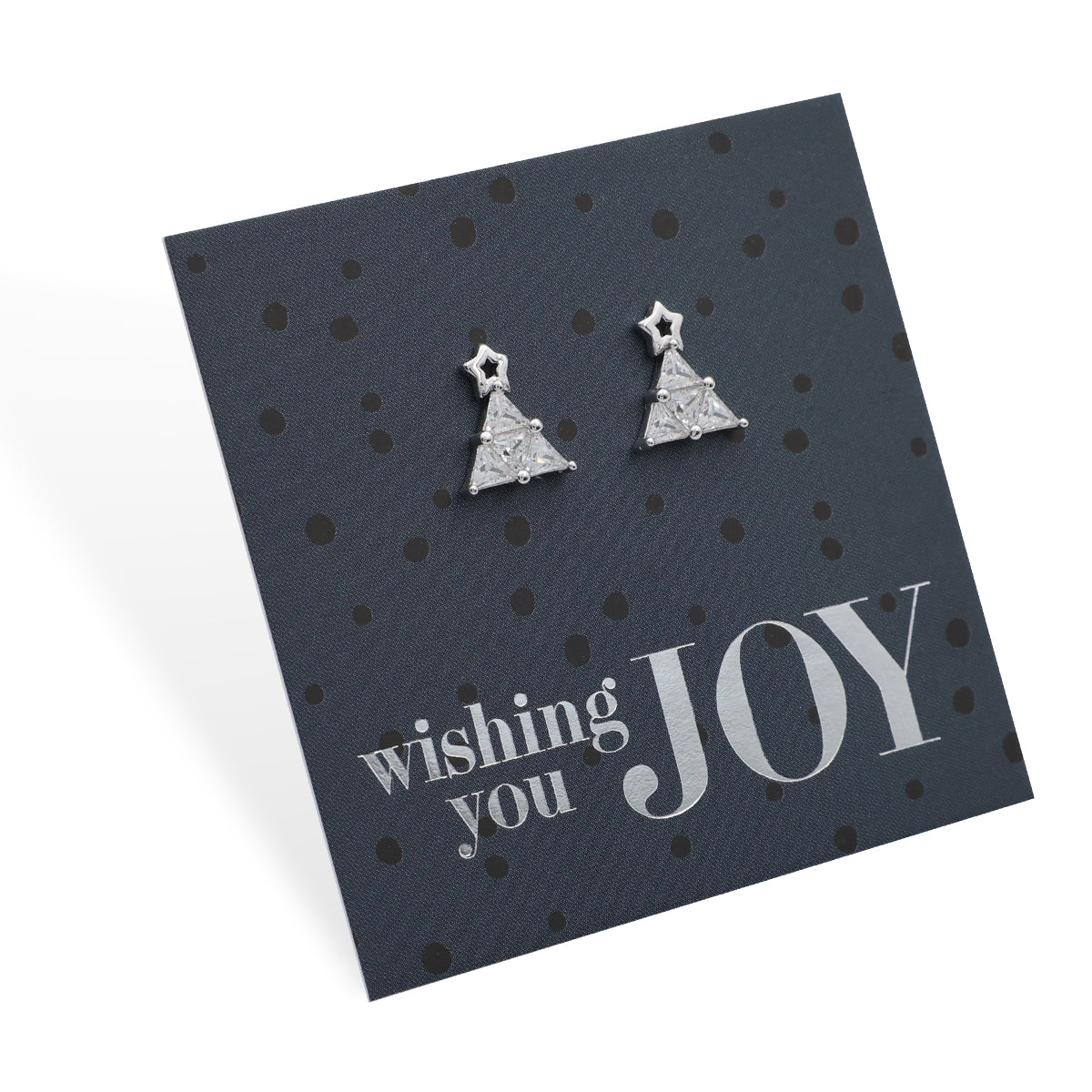 Sterling Silver Studs - Wishing You Joy - Christmas CZ Gem Tree (2301-F)