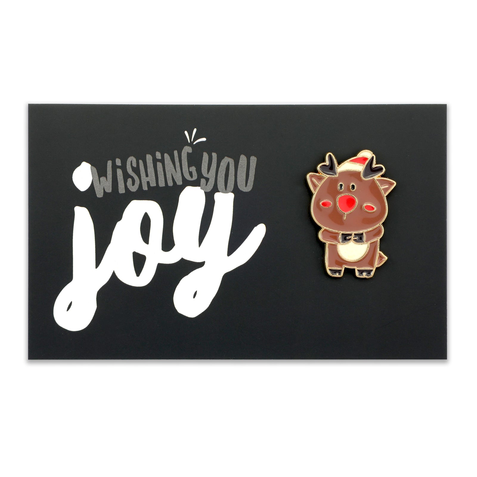 Lovely Pins! Wishing you Joy - Cute Reindeer Enamel Badge Pin (10651)