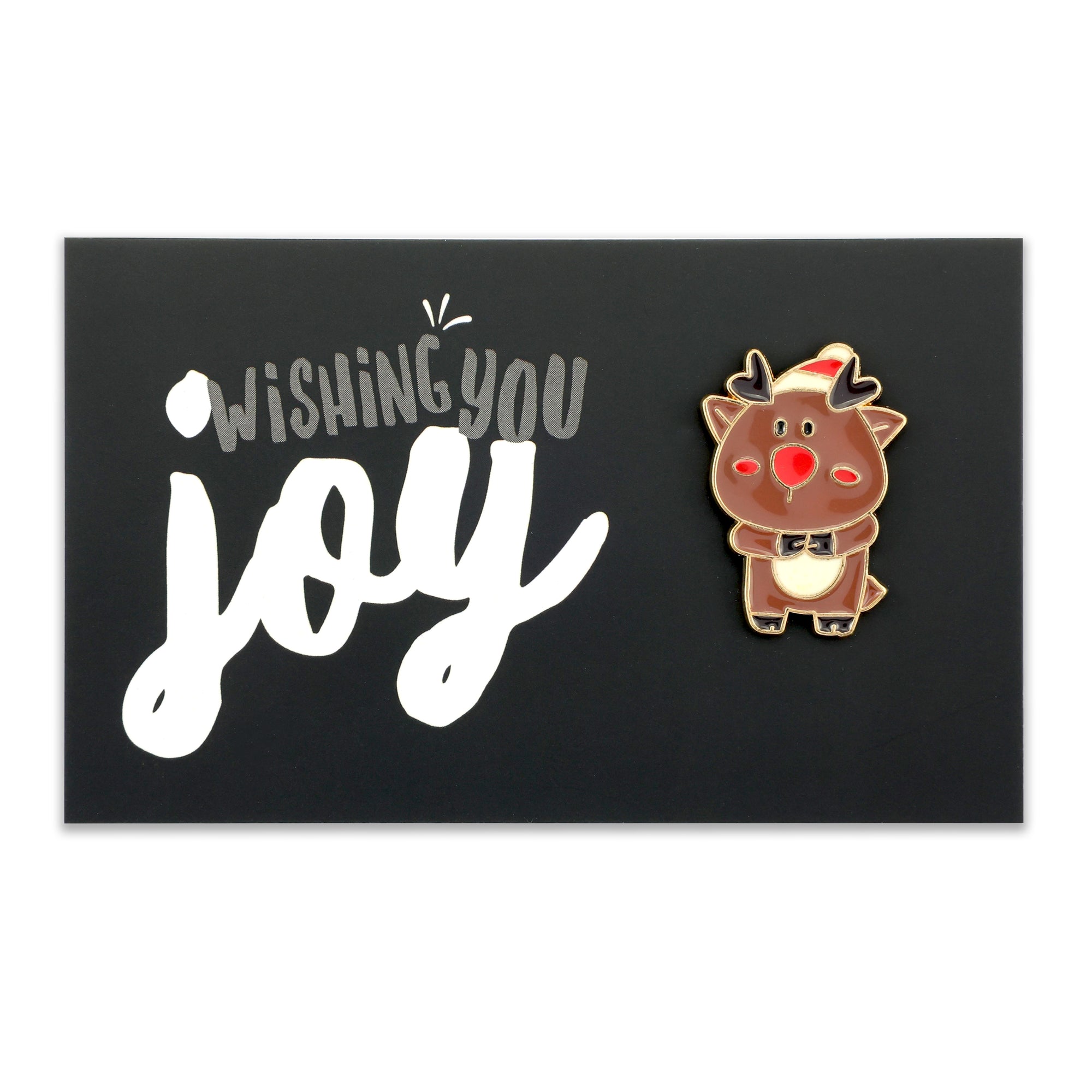 Lovely Pins! Wishing you Joy - Cute Reindeer Enamel Badge Pin (10651)