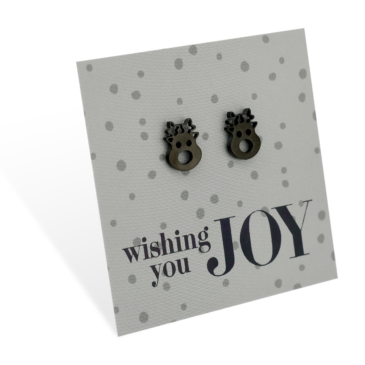 Stainless Steel Earring Studs - Wishing You Joy - CUTE RUDOLPH FACE