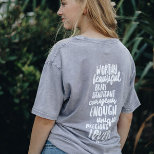 Worthy Beautiful Brave Boyfriend T-Shirt – Purple Haze Stone Wash