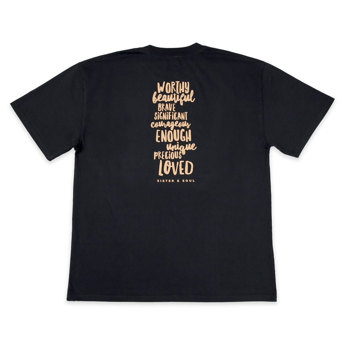 WORTHY BEAUTIFUL BRAVE - Plus Size - Unisex Washed Black - Long Cut Heavy Tee