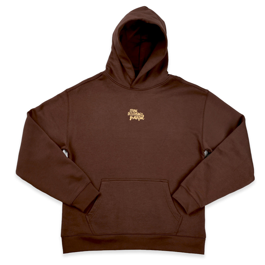 Worthy Beautiful Brave Relaxed Hoodie - Chestnut Brown