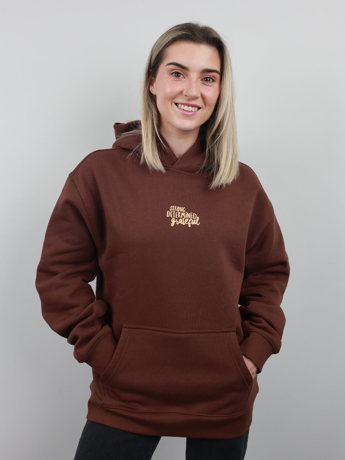 Worthy Beautiful Brave Relaxed Hoodie - Chestnut Brown