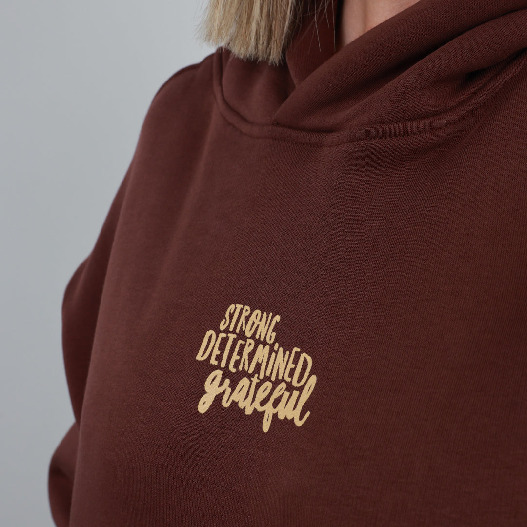 Worthy Beautiful Brave Relaxed Hoodie - Chestnut Brown