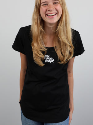 Worthy Beautiful Brave Scooped T-Shirt – Black