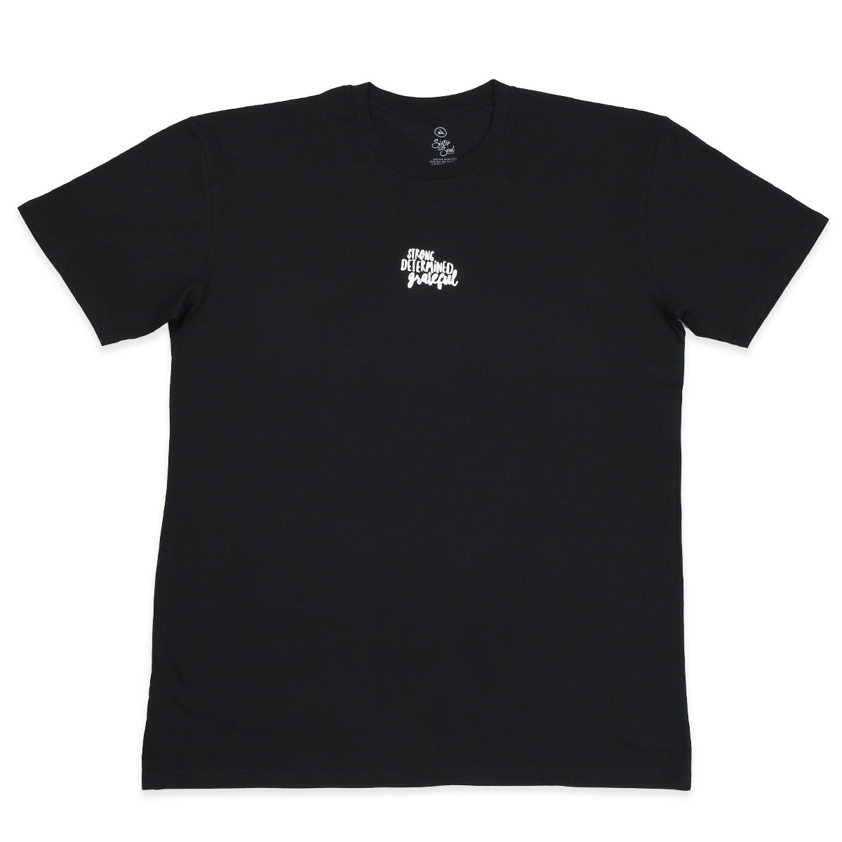 WORTHY BEAUTIFUL BRAVE  - Oversized Fit - Plus Size Long Boxy Tee - Black with White Print