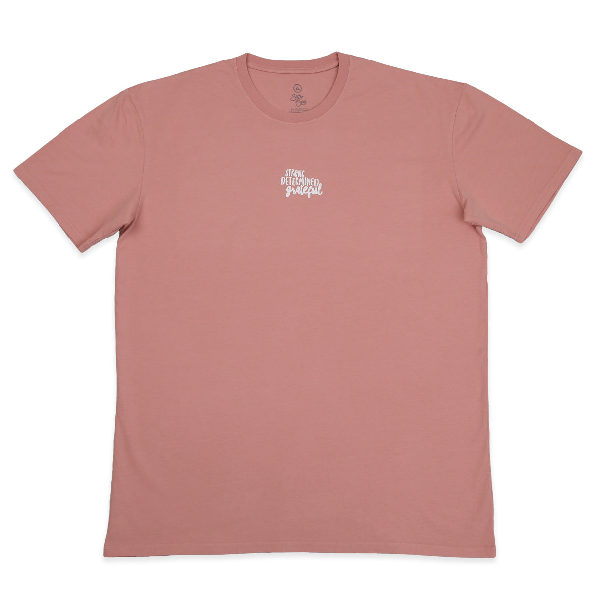 WORTHY BEAUTIFUL BRAVE  - Oversized Fit - Plus Size Long Boxy Tee - Dusty Rose with White Print