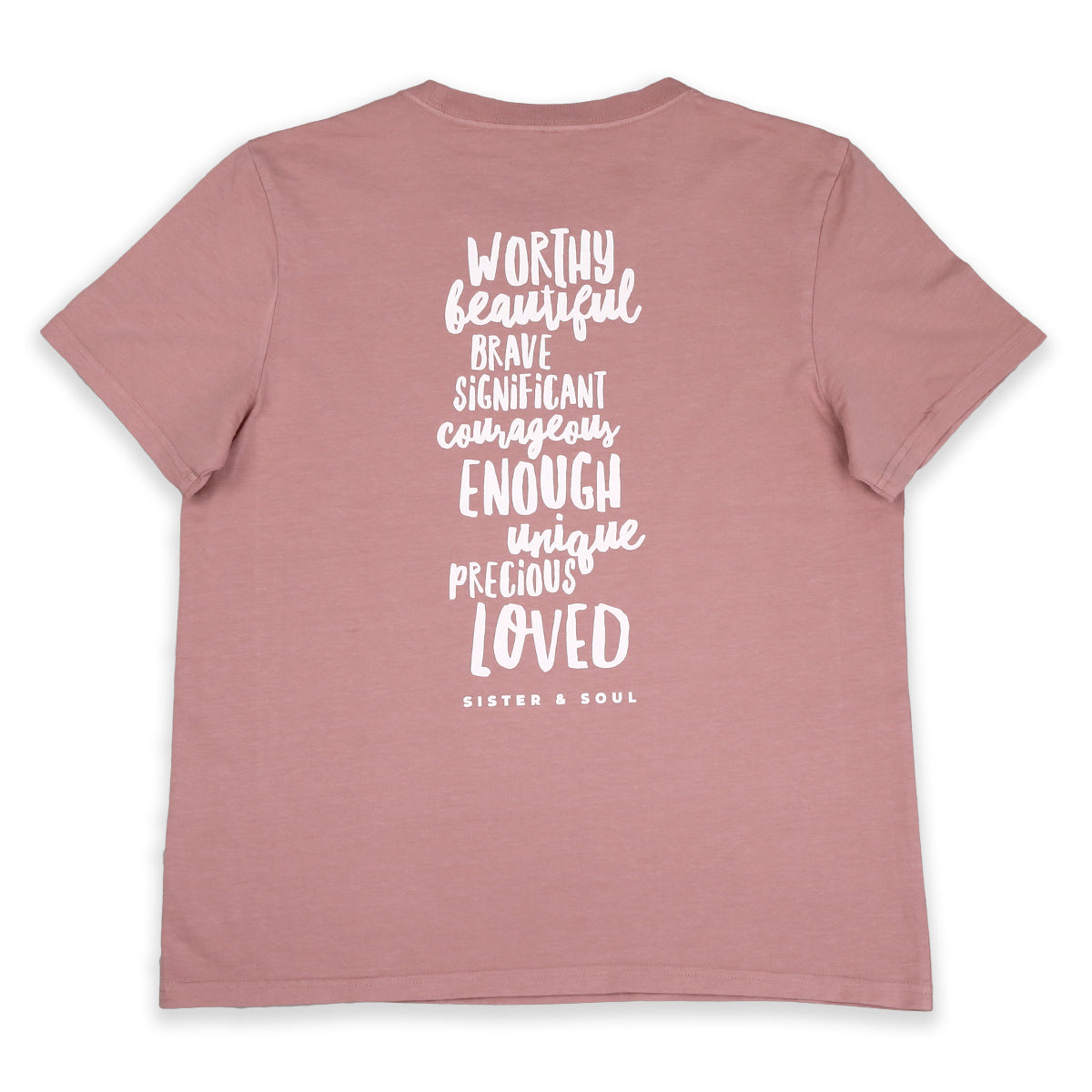WORTHY BEAUTIFUL BRAVE - Dusty Rose Boxy Tee - White Print