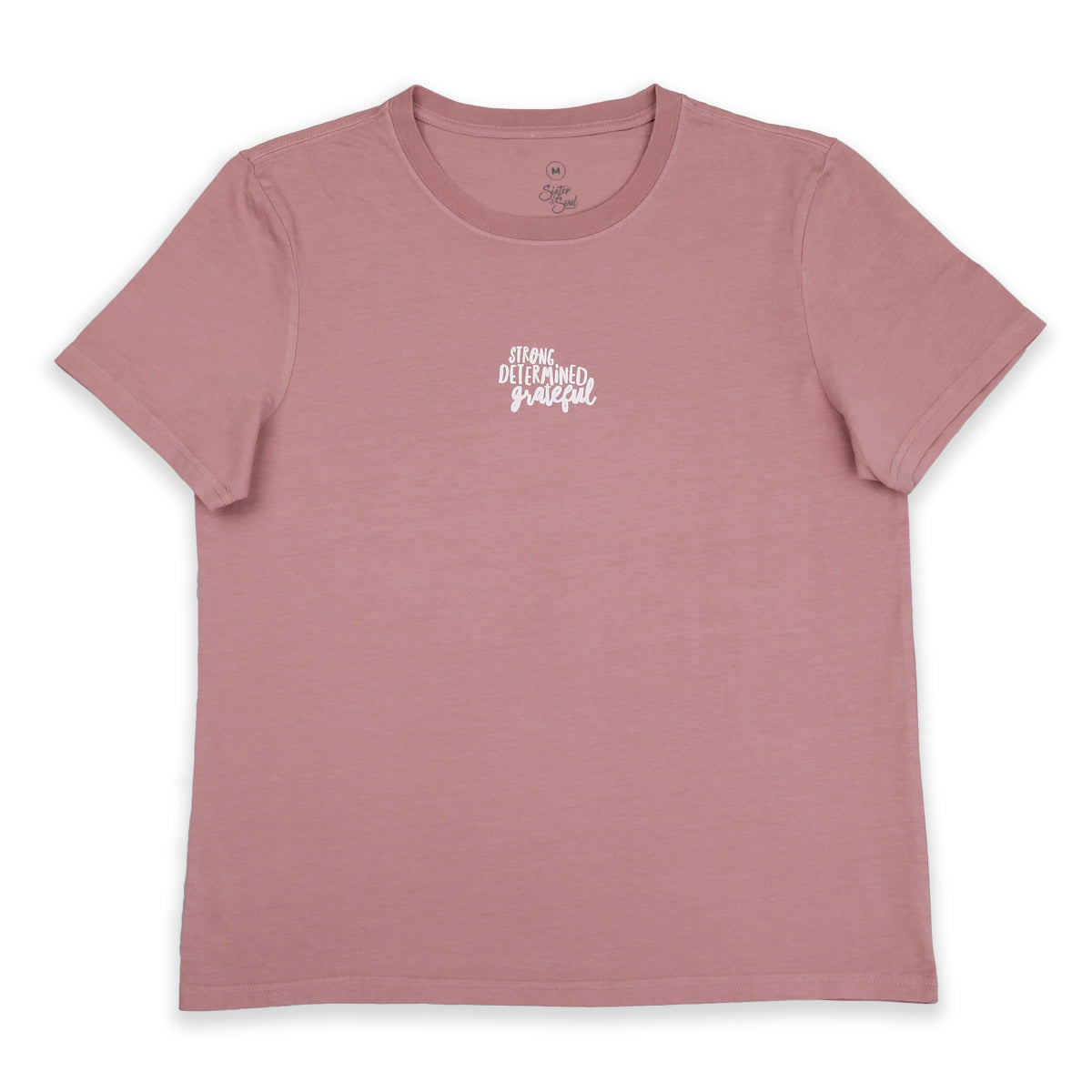 WORTHY BEAUTIFUL BRAVE - Dusty Rose Boxy Tee - White Print