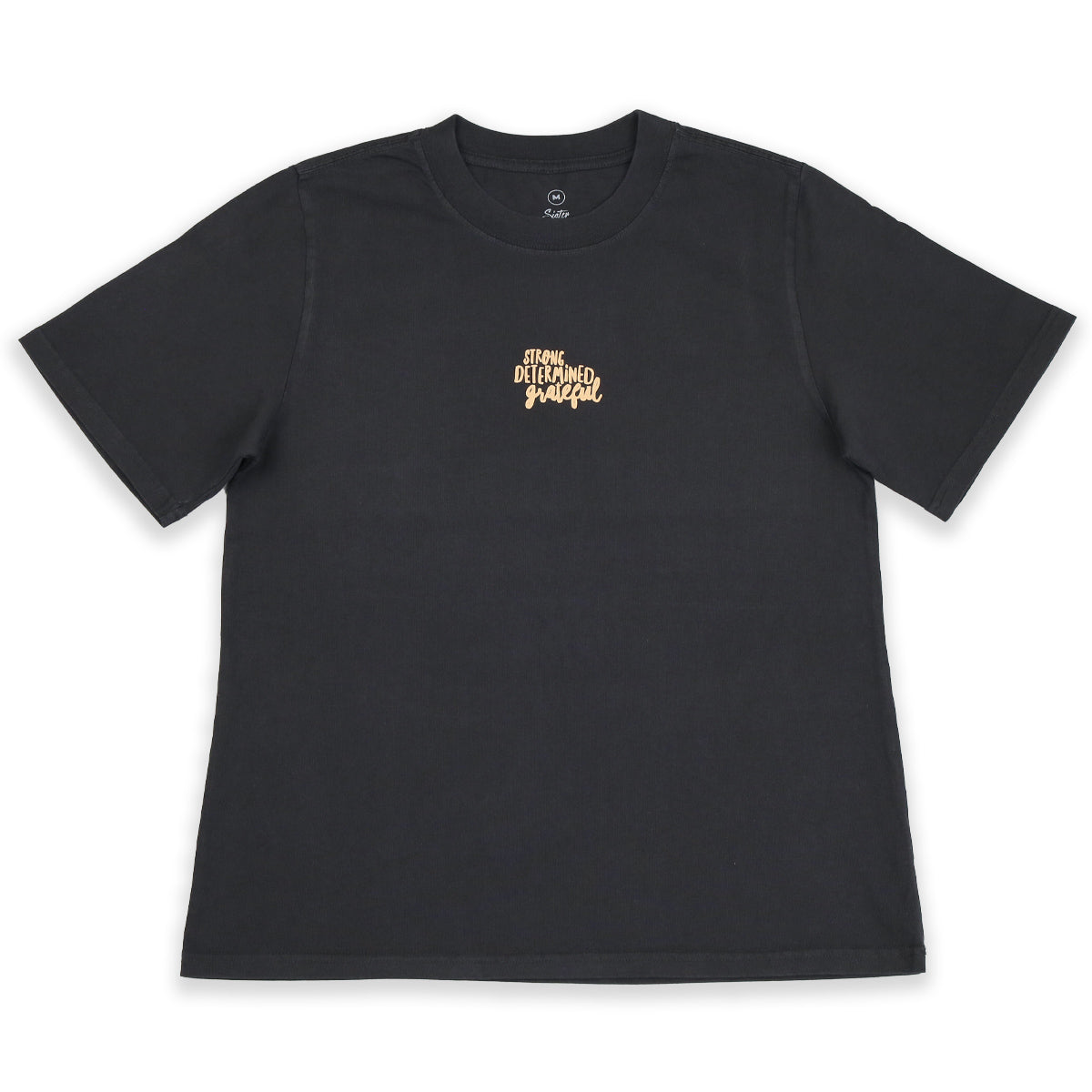 WORTHY BEAUTIFUL BRAVE - Washed Black Heavy Tee - Caramel Print