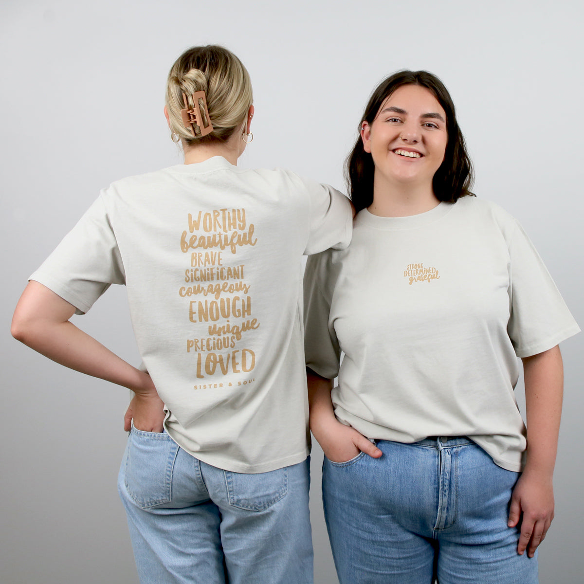 Worthy Beautiful Brave Relaxed T-Shirt – Stone Wash Bone