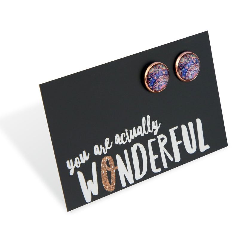 Heart & Soul Collection - You Are Actually Wonderful - Rose Gold 12mm Circle Studs - Grenache (12114)
