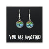 Heart & Soul Collection - You Are Amazing - Vintage Silver Dangle Earrings - Ocean and Earth (12245)