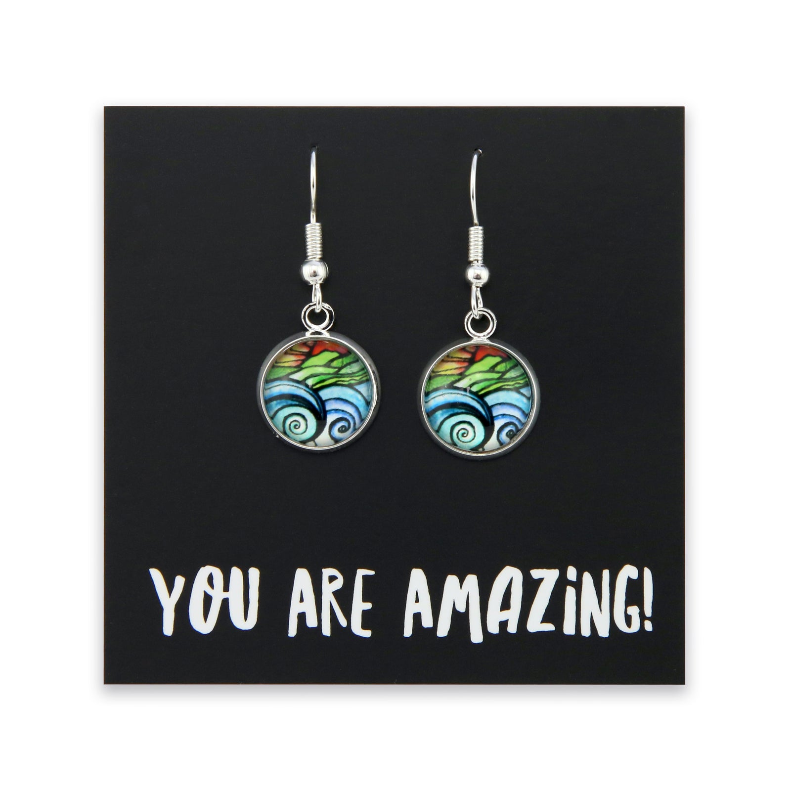 Heart & Soul Collection - You Are Amazing - Silver Dangle Earrings - Ocean and Earth (12245)