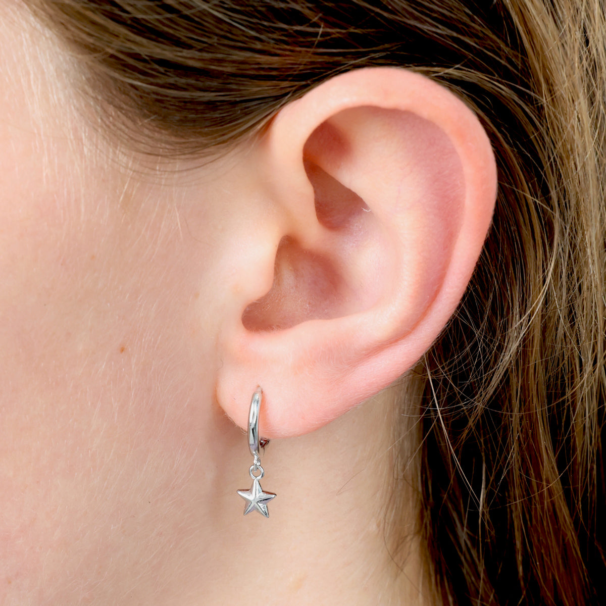 HUGGIES - You Are Amazing - Sterling Silver Hoop with Star Light Charm (10663)