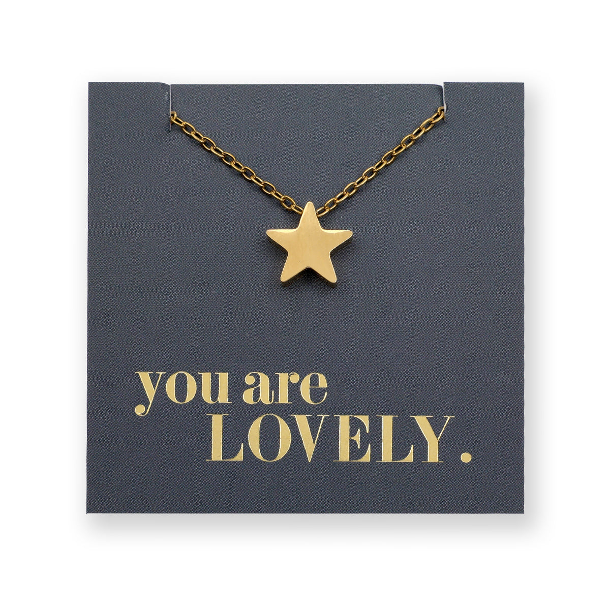 You are lovely - Star - Stainless Steel Gold Necklace (12044)