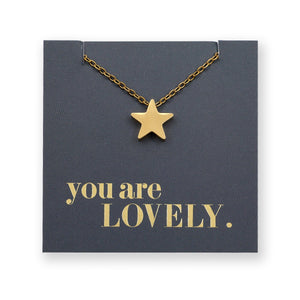 You are lovely - Star - Stainless Steel Gold Necklace (12044)