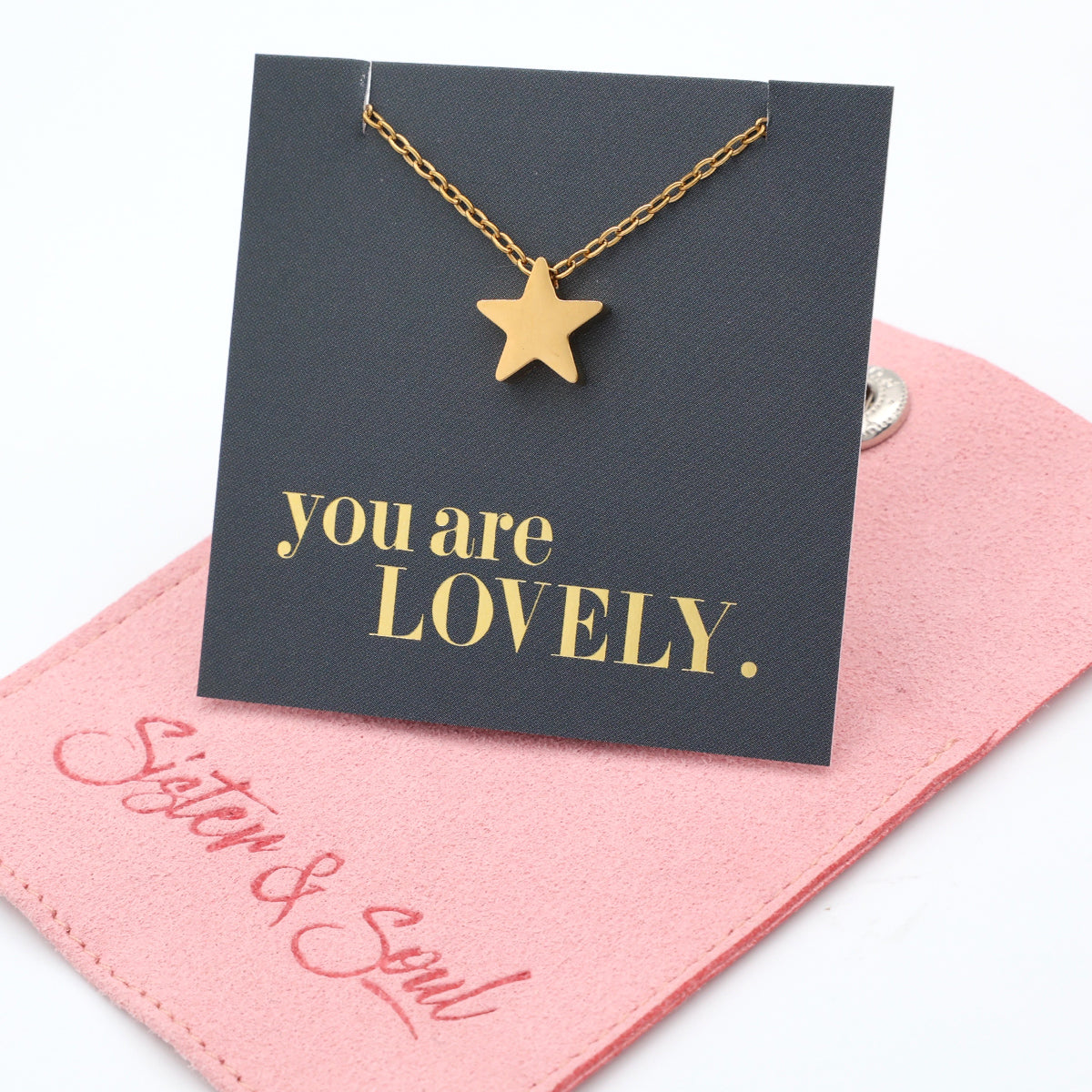 You are lovely - Star - Stainless Steel Gold Necklace (12044)
