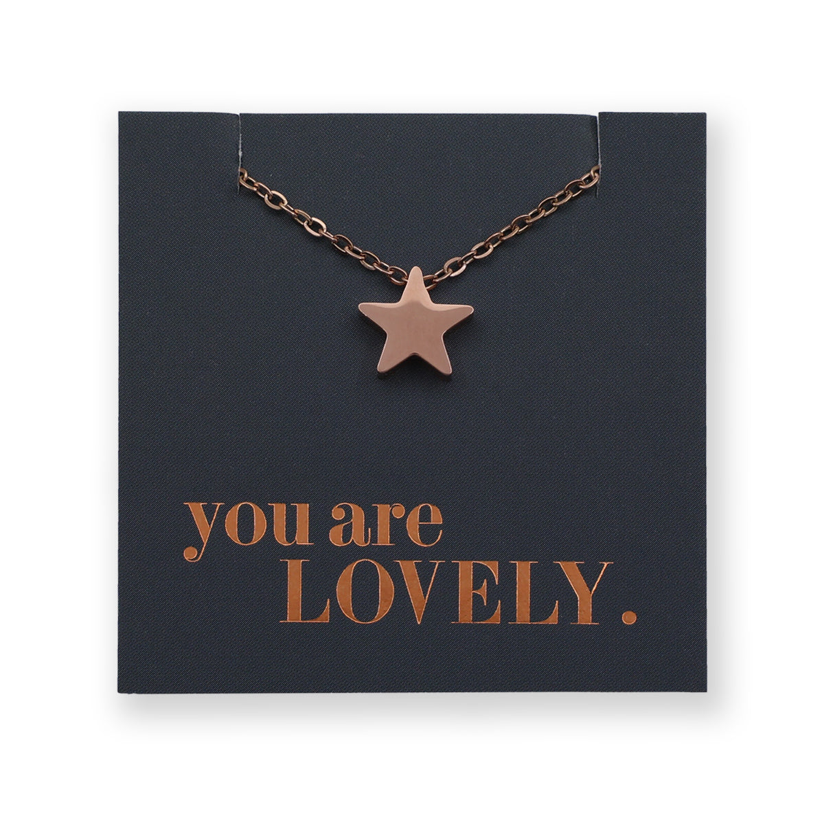 You are lovely - Star - Stainless Steel Rose Gold Necklace (11835)