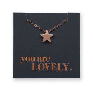 You are lovely - Star - Stainless Steel Rose Gold Necklace (11835)