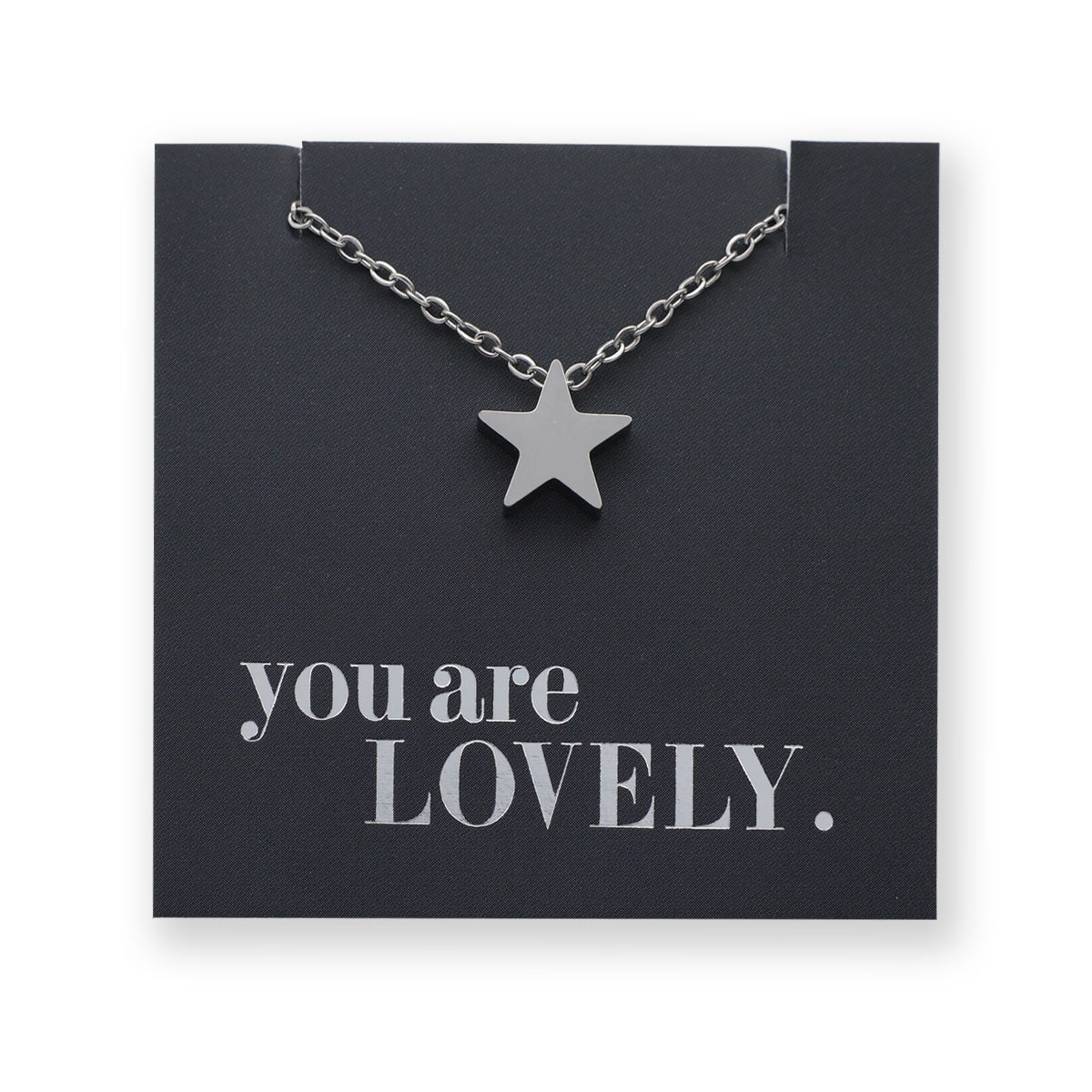 You are lovely - Star - Stainless Steel Silver Necklace (12164)