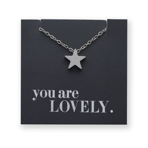 You are lovely - Star - Stainless Steel Silver Necklace (12164)