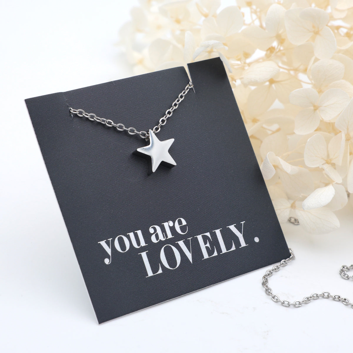 You are lovely - Star - Stainless Steel Silver Necklace (12164)
