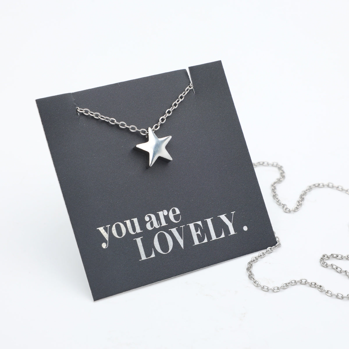 You are lovely - Star - Stainless Steel Silver Necklace (12164)