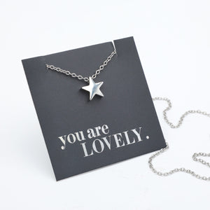 You are lovely - Star - Stainless Steel Silver Necklace (12164)