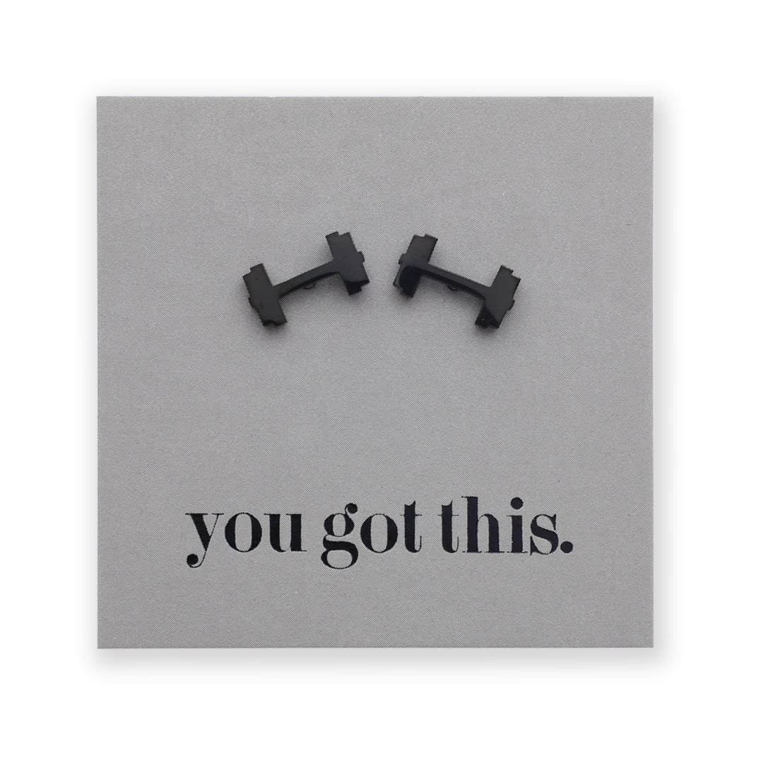 Stainless Steel Earring Studs - You Got This - DUMBBELLS