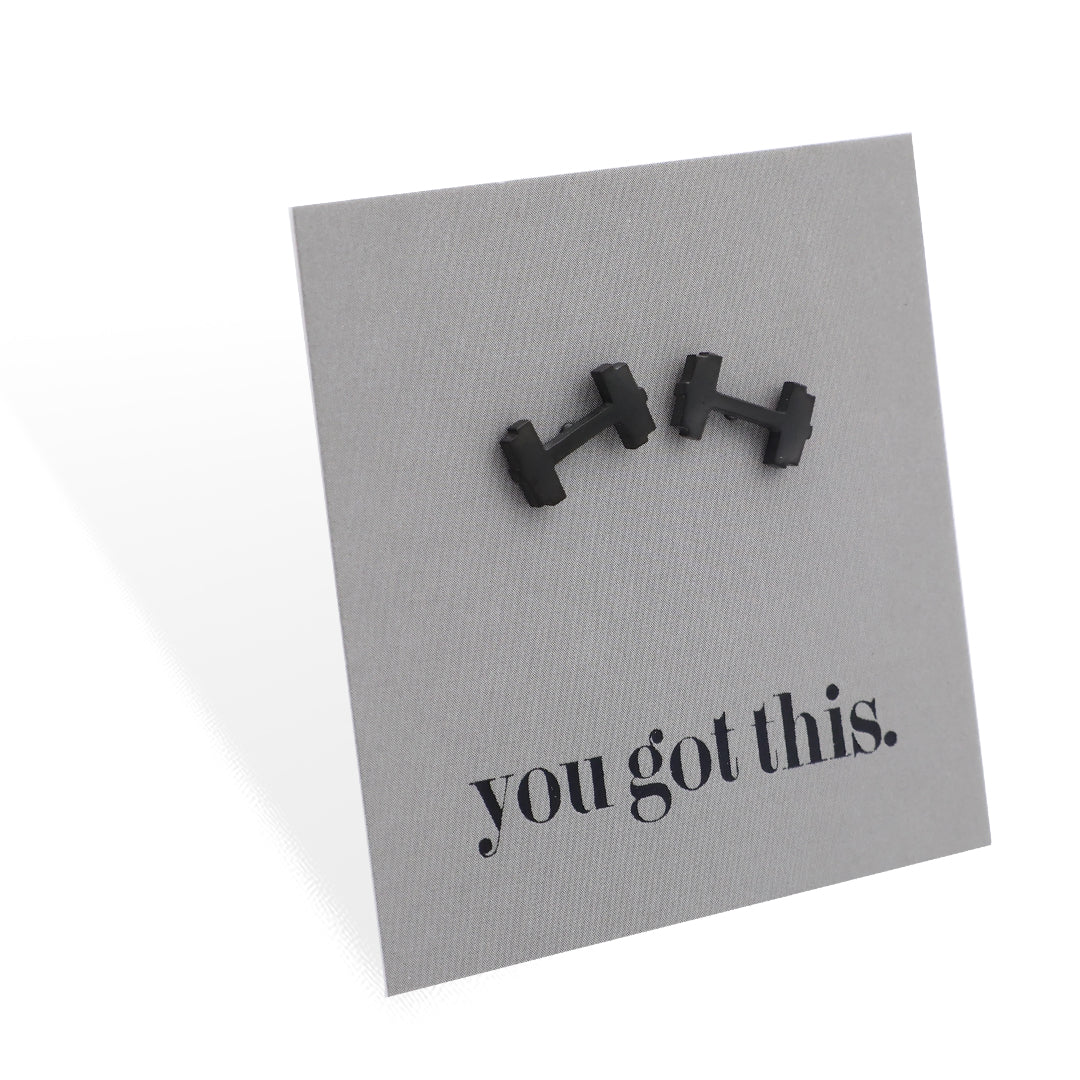 Stainless Steel Earring Studs - You Got This - DUMBBELLS