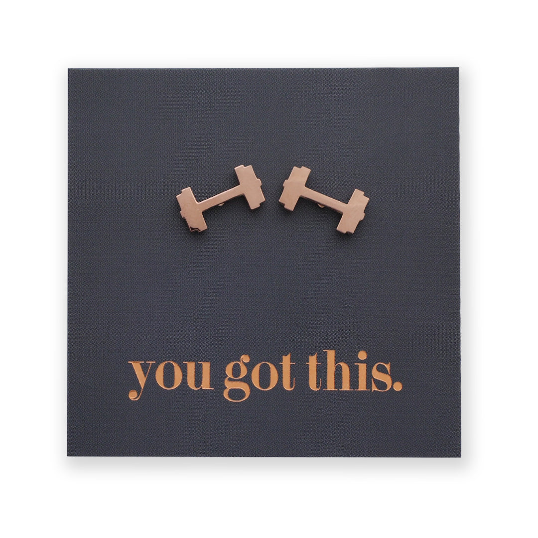 Stainless Steel Earring Studs - You Got This - DUMBBELLS